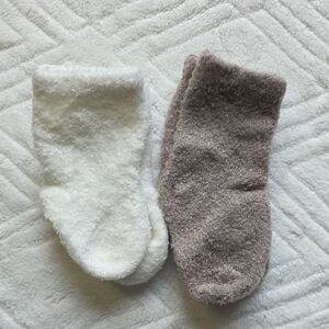 Barefoot Dreams Kids' Fuzzy Socks - Cream and Brown